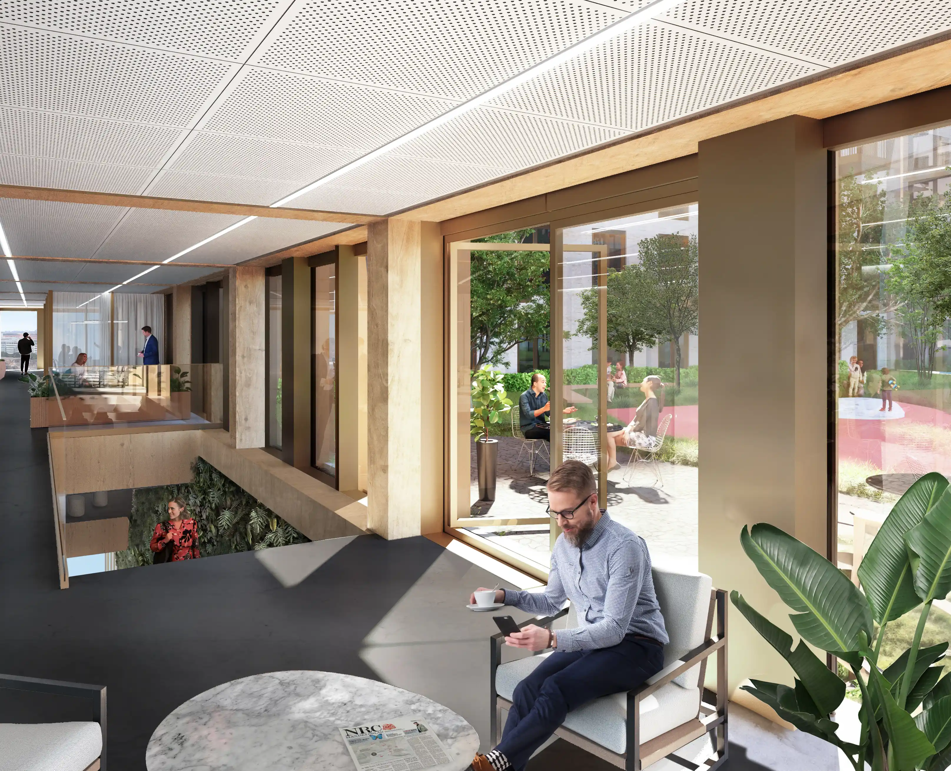 BarcodeArchitects SOZA B6 interieur lobby daktuin